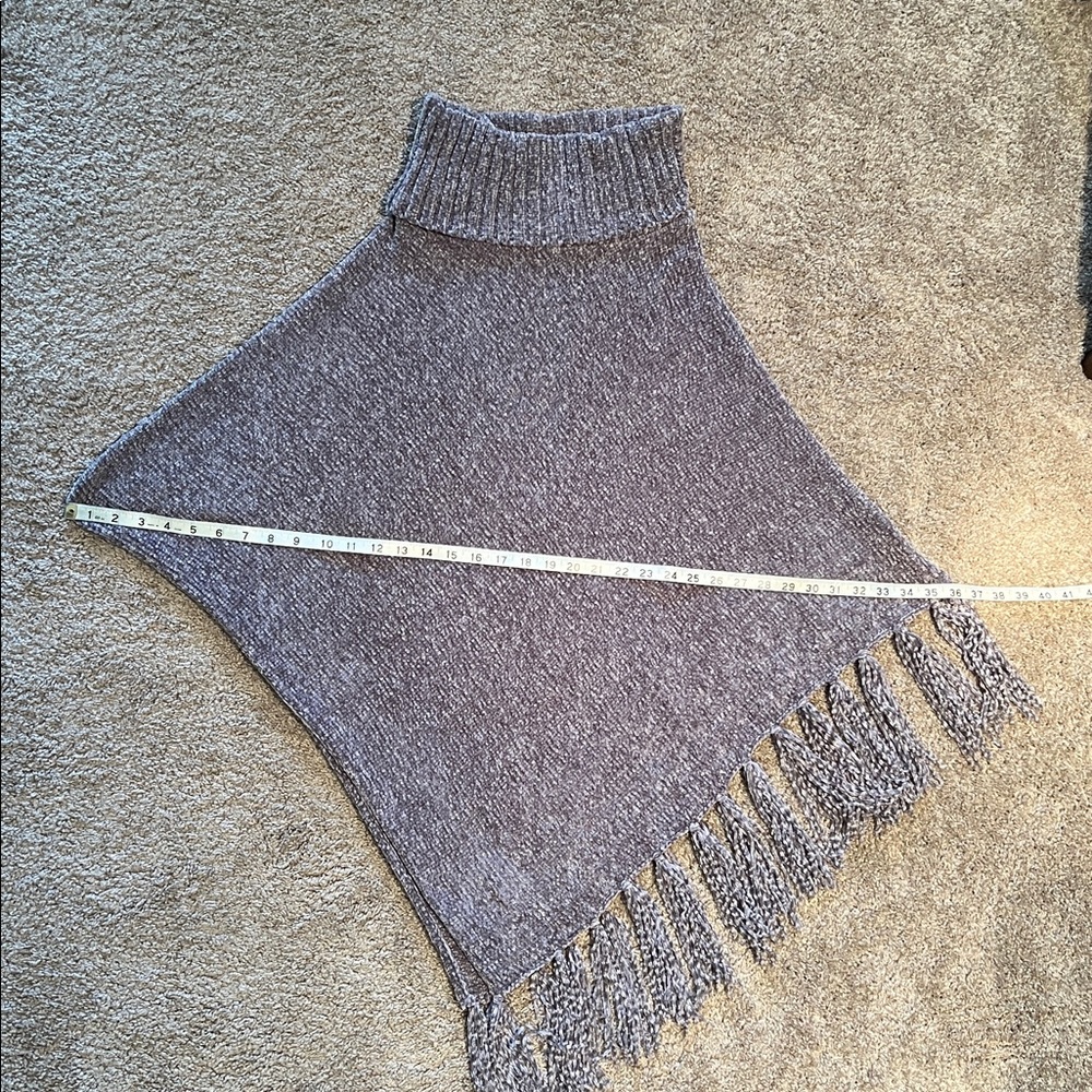 Gray Poncho with Fringe - Picture 11 of 14